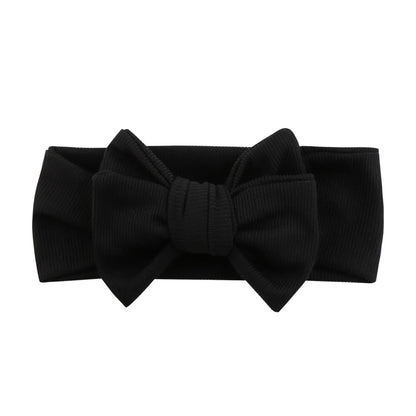 Solid Ribbed Cotton Baby Headband Big Bow Double Layers Knotted Headwraps Newborn Boys Girls Elastic Hair Bands Accessories