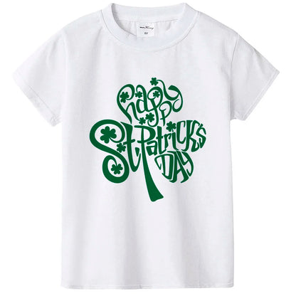 Happy St Patricks Day Kids Party Tshirt Luckiest Boys Girls Kids White T-shirt First St Patricks Outfit Clothes Fashion Tops Tee
