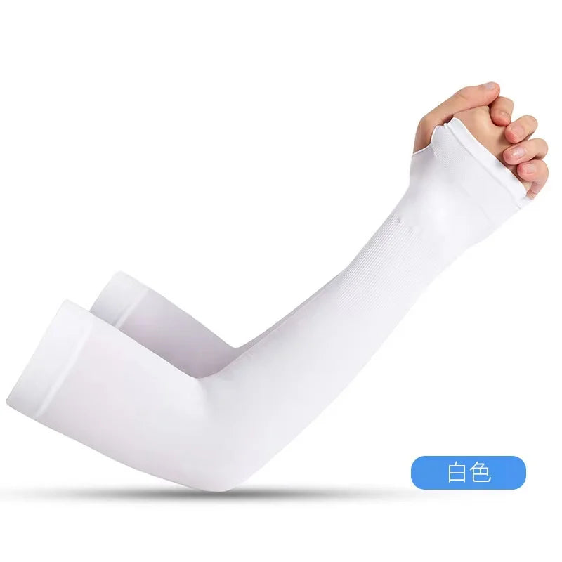 1Pair UV Protection Cooling Arm Sleeves,Women Men Summer Outdoor Sunblock Arm Cover with Thumb Hole