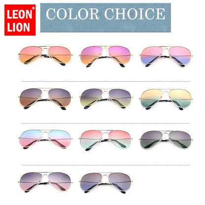 LeonLion Double Colors Gradient Sunglasses Women Alloy Mirror Glasses Lady Retro Metal Glasses Lunette De Soleil Femme