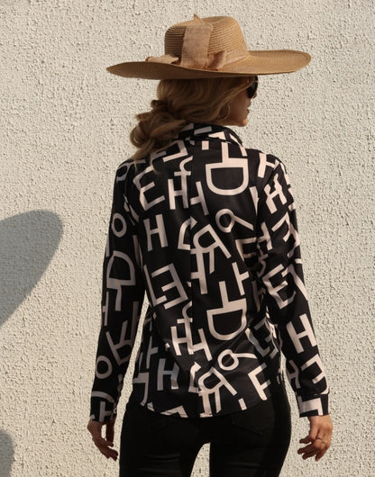 Elegant Women's Fashion Blouse 2025 Spring/Summer Digital Print