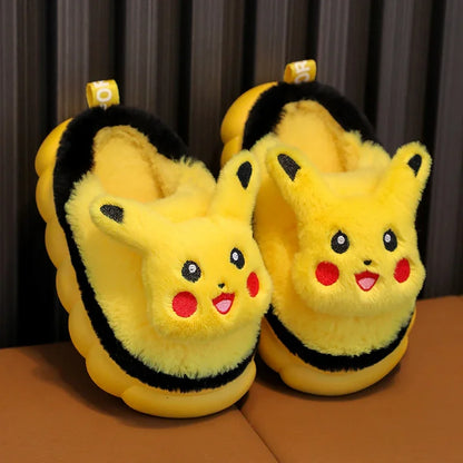 New Winter Children's Cotton Slippers Cute Cartoon Non-slip Soft Sole Girls Boys Indoor Warm Plush Home Wooden Floor Flat Shoes