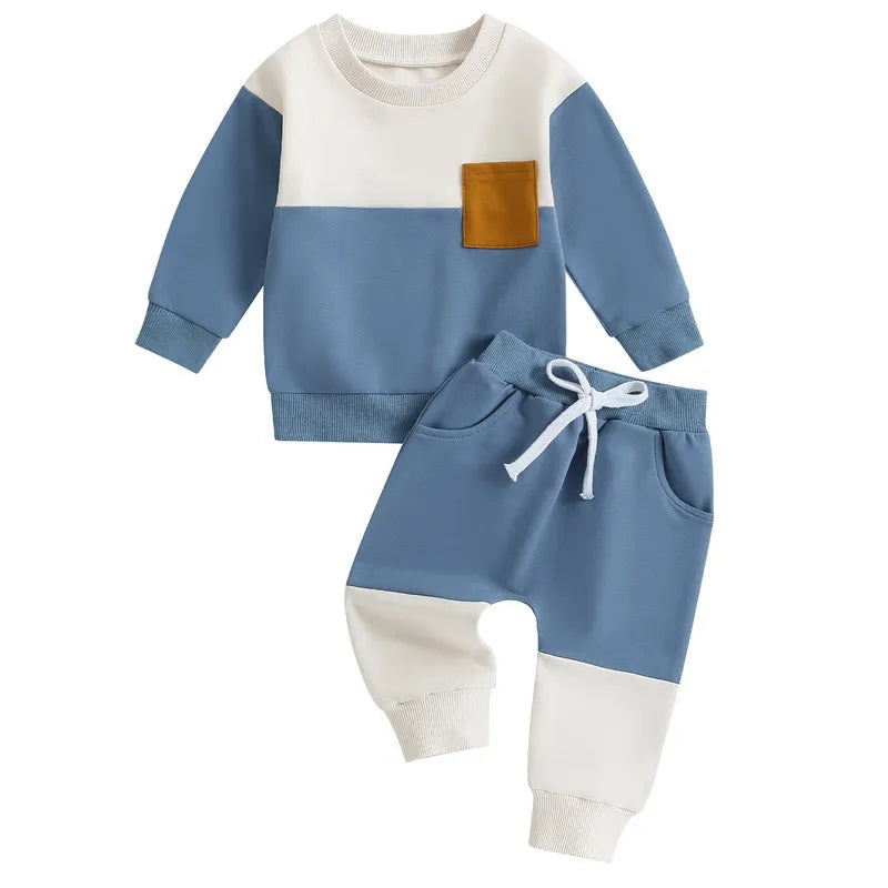 RUEWEY Baby Boy Contrast Color Pant Sets Spring Autumn Clothes Long Sleeve Sweatshirt Tops and Bottom Sets Baby Items Clothing