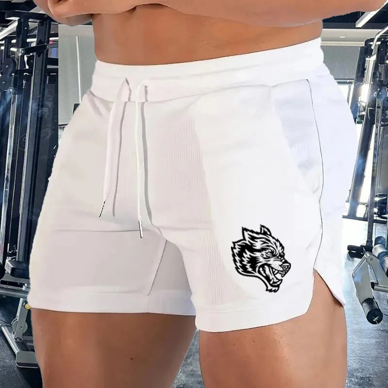 Wolf Head Men's Leisure Sports Shorts Elastic Beach Shorts Running Gym Sports New Three Quarter Pants Summer Fashion M-3XL