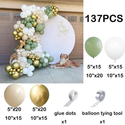 92pc Sage Green Balloons Garland Arch Kit White Gold Confetti Balloon Baby Shower Birthday Party Wedding Decoration Latex Globos