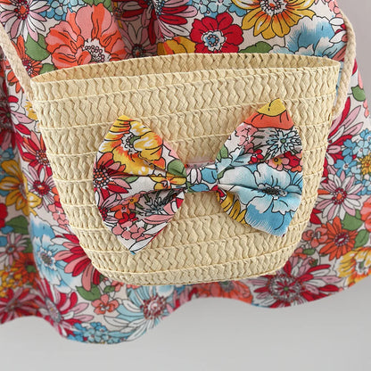 Summer Cotton Baby Dress Flower Printed Dress Hawaiian Style Baby Clothes Send Bag