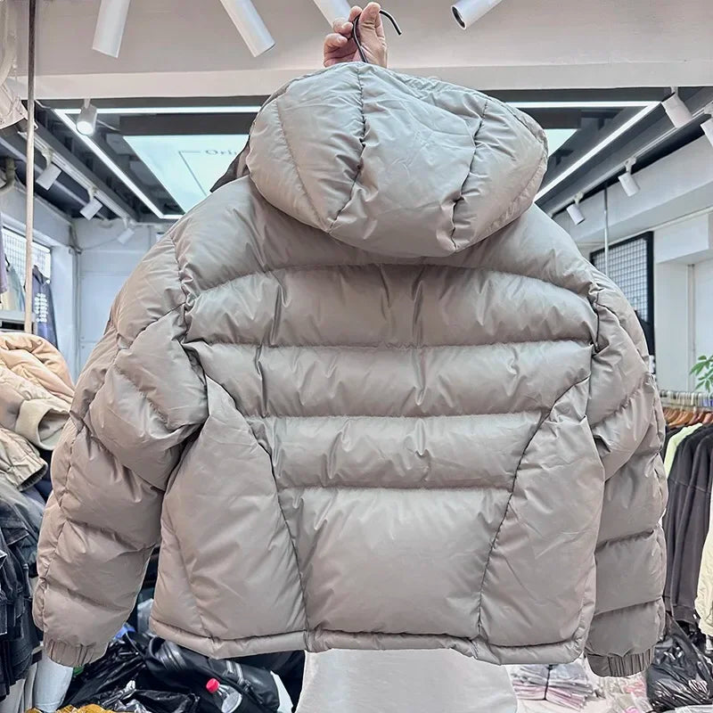 Men's Parka Jackets Hooded Male Padded Coats High Street Solid Color Niche Design Winter Zipper Windproof Warm High-quality Coat