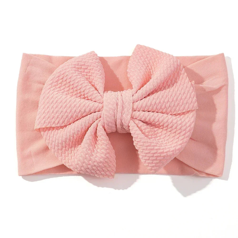 1Pcs Baby Elastic Headband Lovely Big Bows Wide Head Band Soft Newborns Solid Color Headscarf Hairband Babe Hair Accessories