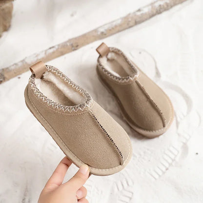 Winter Kids Cowhide Suede Snow Boots Designer Toddler  Fur Slippers  Baby Shoes Ultra Mini Girls Boy Low-top Warm Boot