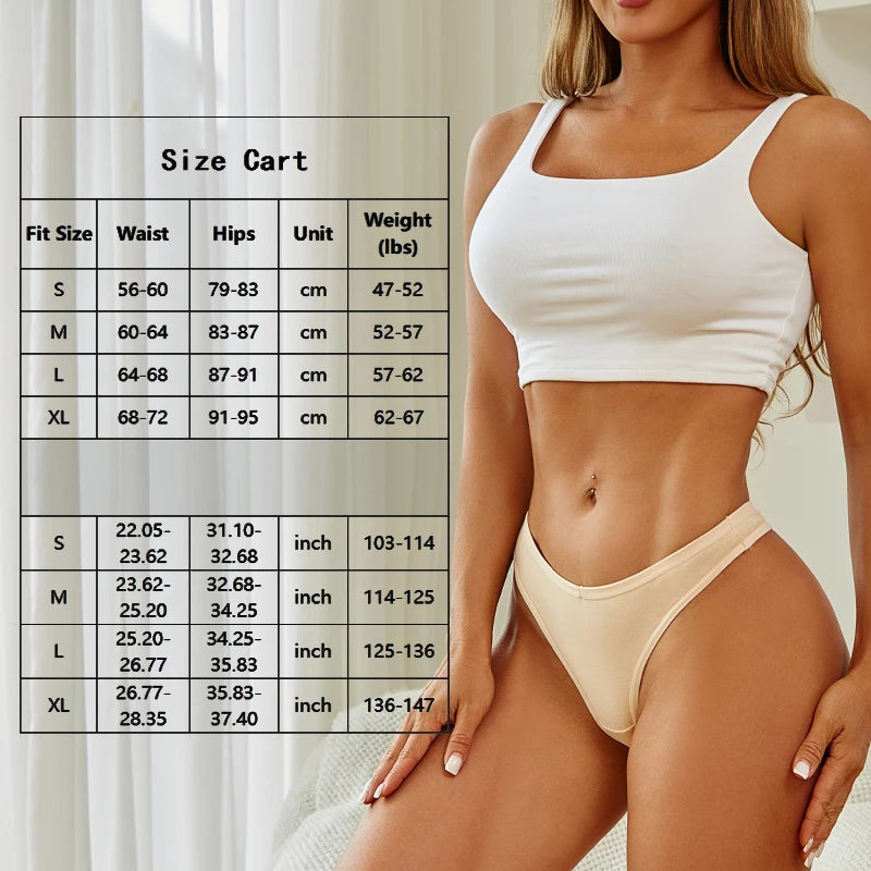 4PCS/Set Cotton Panties for Women Sexy Low Rise G-String Thongs Ultra-thi Seamless Panties Female No Trace Soft Basic Underwear
