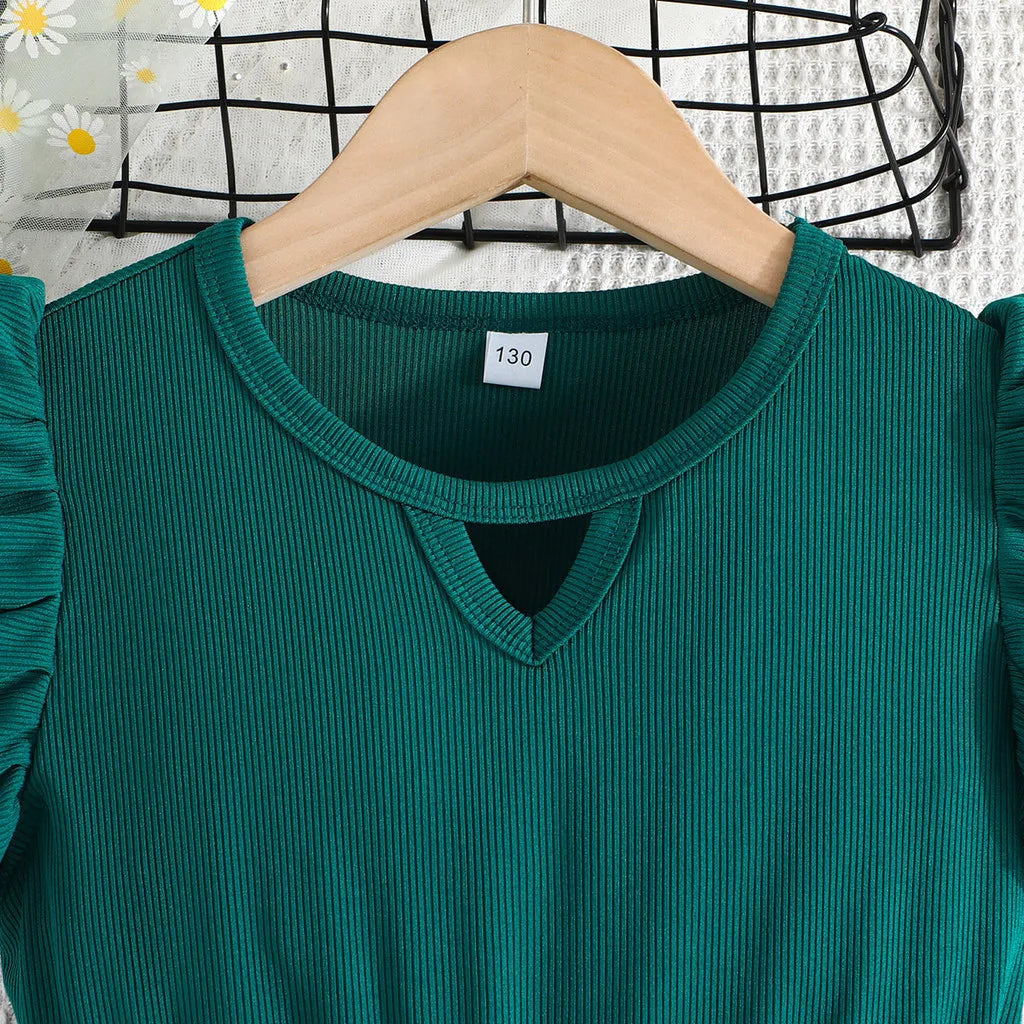 Dress For Kids 7-12 Years old Birthday Emerald Green Ruffled Sleeveless Floral Princess Dresses