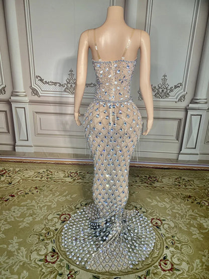 Luxury Beaded Rhinestone Tulle Cocktail Dresses