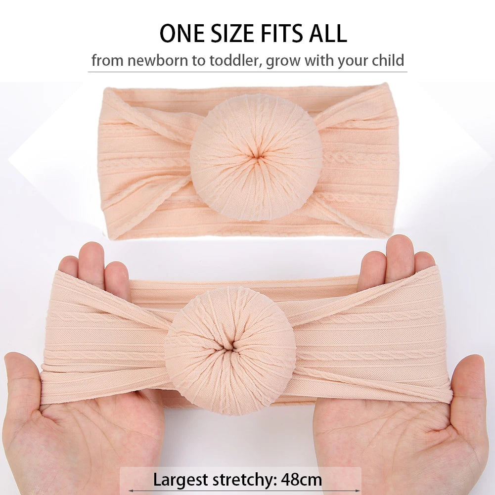 Cotton Bows Headbands for Baby Girls Newborn Infant Ealstic Hairbands Dot Striped Flower Print Kids Headwraps