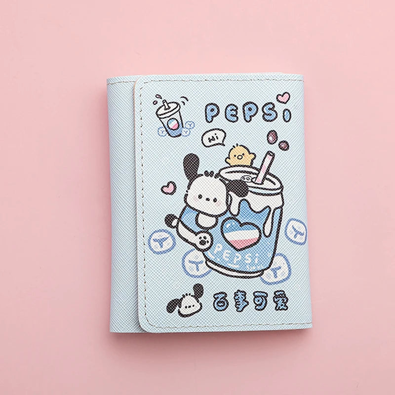 Cartoon Sanrio Kuromi Pochacco Cinnamoroll Multi-slot Wallet Pu Coin Purse With Card Slot Credit ID Card Storager For Women Gift