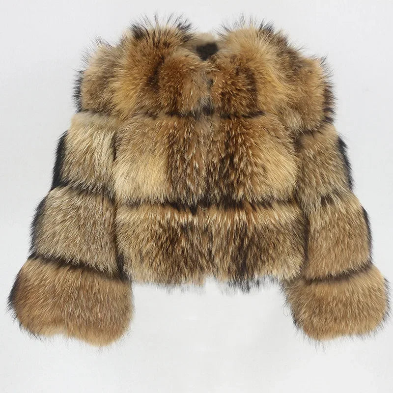Raccoon Fur Jacket Autumn Winter Faux Fur Fox Coats Short Coat