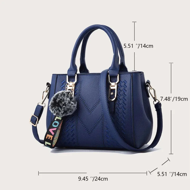 Leather Handbags Bags for Women Sac a Main Ladies hair ball Hand Bag