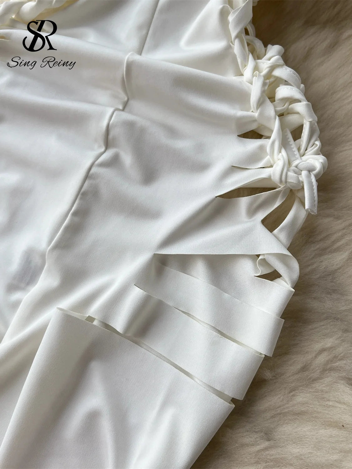 Slim Dress Lace Up Cross Bandage Design Backless Hollow Out Mini Dress