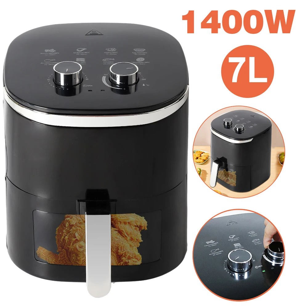 4/5/6/7/10/12L Electric Air Fryers Oil-free Automatic Household Kitchen 360°Baking Convection Oven Deep Fryer without Oil