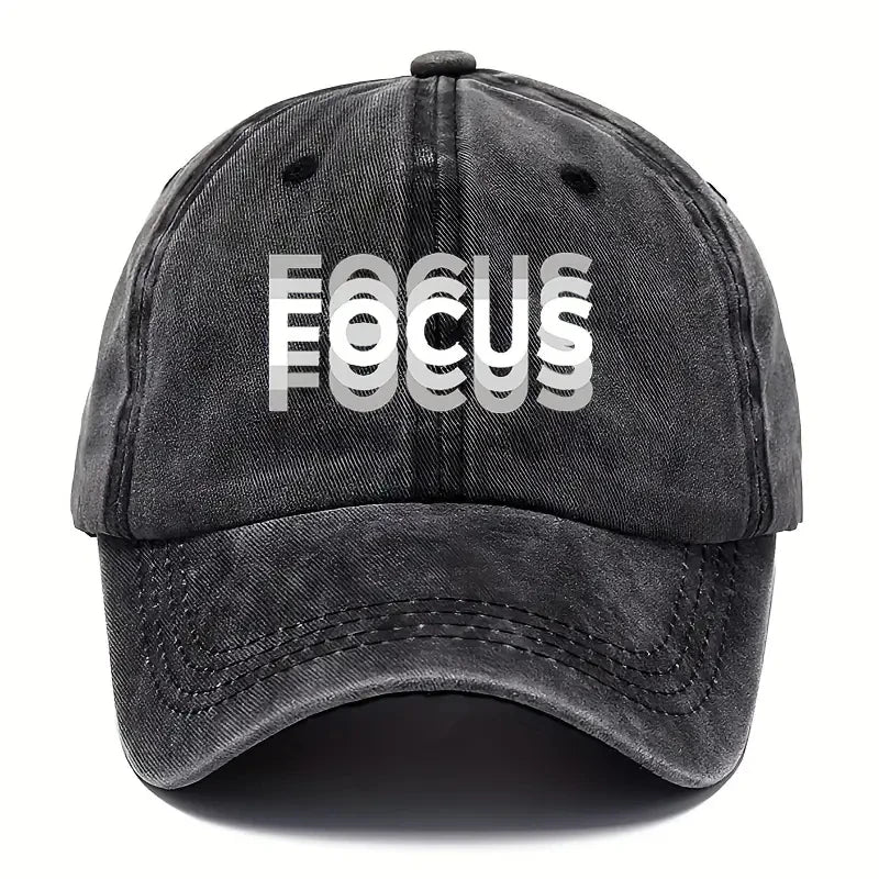 Cap Washed Cotton Adjustable FOCUS Print Unisex Classic Style Baseball Cap