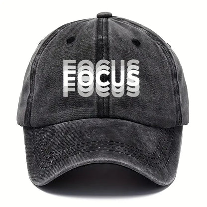 Cap Washed Cotton Adjustable FOCUS Print Unisex Classic Style Baseball Cap