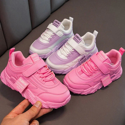 New Versatile Soft Breatheable Hook & Loop White Boys and Girls Children Sneakers