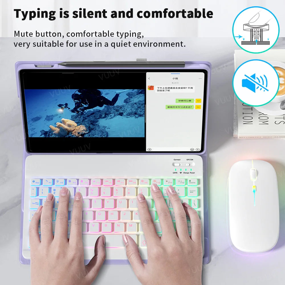 Wireless Bluetooth Keyboard for iPad Tablet Cell Phone Slim Backlit Rechargeable Tablet Keyboard Spanish Korean for Xiaomi Pad 6