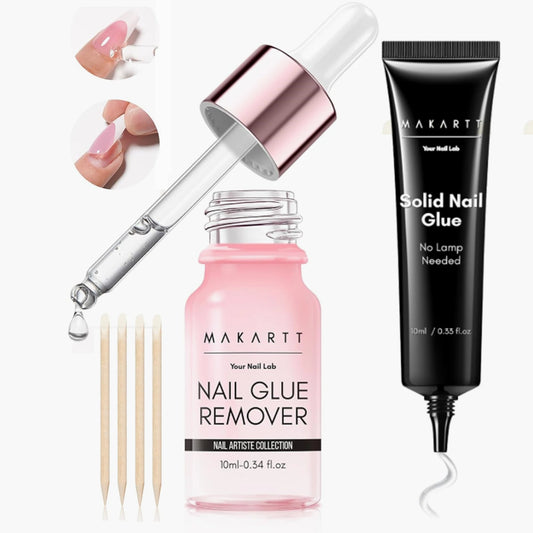 Makartt Solid Nail Glue for Press on Nails, Nail Glue Remover for UV Nail Glue