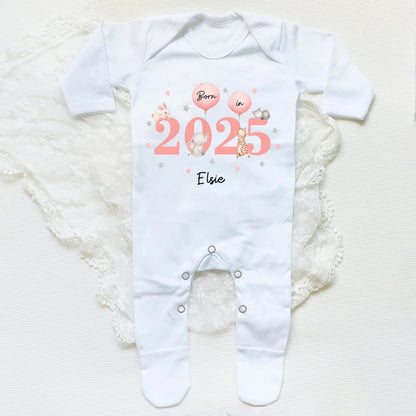 Custom Name Born in  Print Infant Sleepsuit Long Sleeve Baby Romper Casual Pregnancy Announcement Jumpsuit Babys Birth Gifts