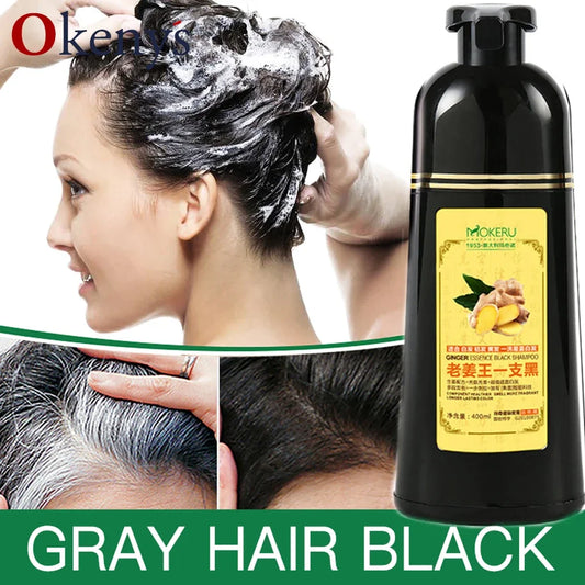 Mokeru 1pc  Ginger shampoo Herbal Non Allergic Natural Fast Blacking Gray Hair Dye Black Shampoo Dye For White Hair Coloring