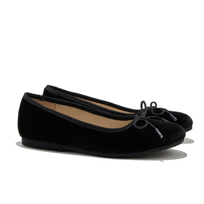AP8-001 Ballet Flat For Girls Blue Black Classic New Design Winered Velvet With Bow Girls Casual or Winter