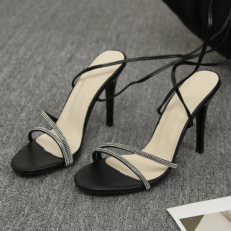 New Arrival Summer Fashion Sexy Cross Strap Stiletto Sandals Elegant Banquet Party High Heels Wedding Bridesmaid Shoes