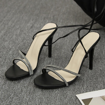 New Arrival Summer Fashion Sexy Cross Strap Stiletto Sandals Elegant Banquet Party High Heels Wedding Bridesmaid Shoes