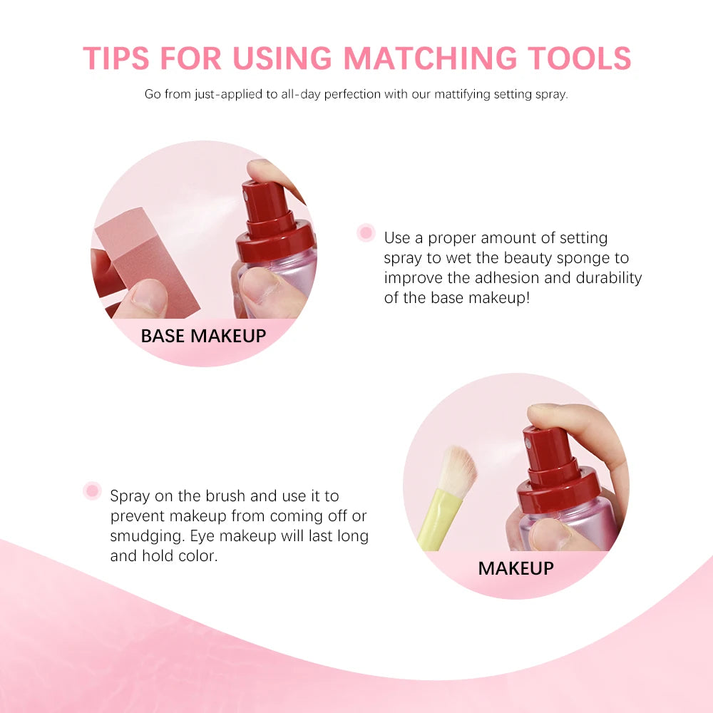 Mattifying Setting Spray Waterproof Makeup Long Lasting Oil Control Moisturizing Non-Sticky Spray