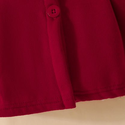 Baby Girl Ruffled Long Sleeve Fleece Hooded Single Breasted CoatKids Clothes