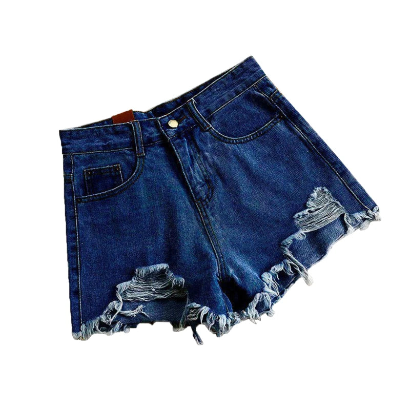 Denim Holes Shorts For Women  Fashion High WaistWide Leg Short Jeans