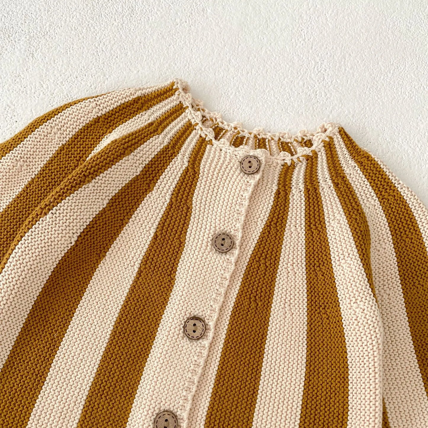 INS Spring and Autumn Fashion Net Red Infant and Toddler Girl Baby Foreigner Stripe Knitted Coat+Knitted Skirts Two Piece Set