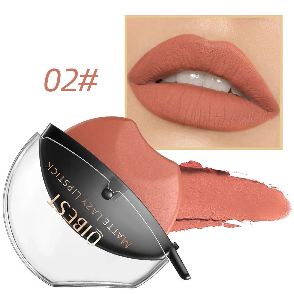 Lip-shaped Lipstick Makeup Lazy Lipstick Velvet Matte Moisturizing Lip Gloss Waterproof Non-stick Cup Long Lasting Makeup