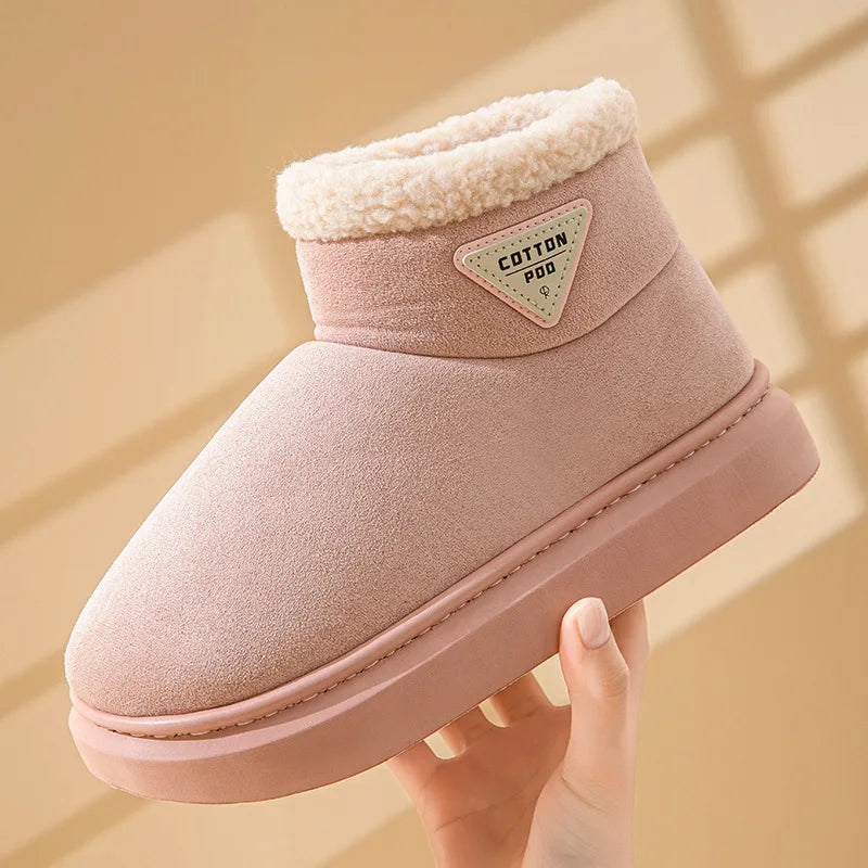 Litfun Women Winter Furry Snow Boots Outdoor Warm Fuzzy Lined Cotton Boots Non-slip Comfort House Cotton Shoes Soft Plush Shoes
