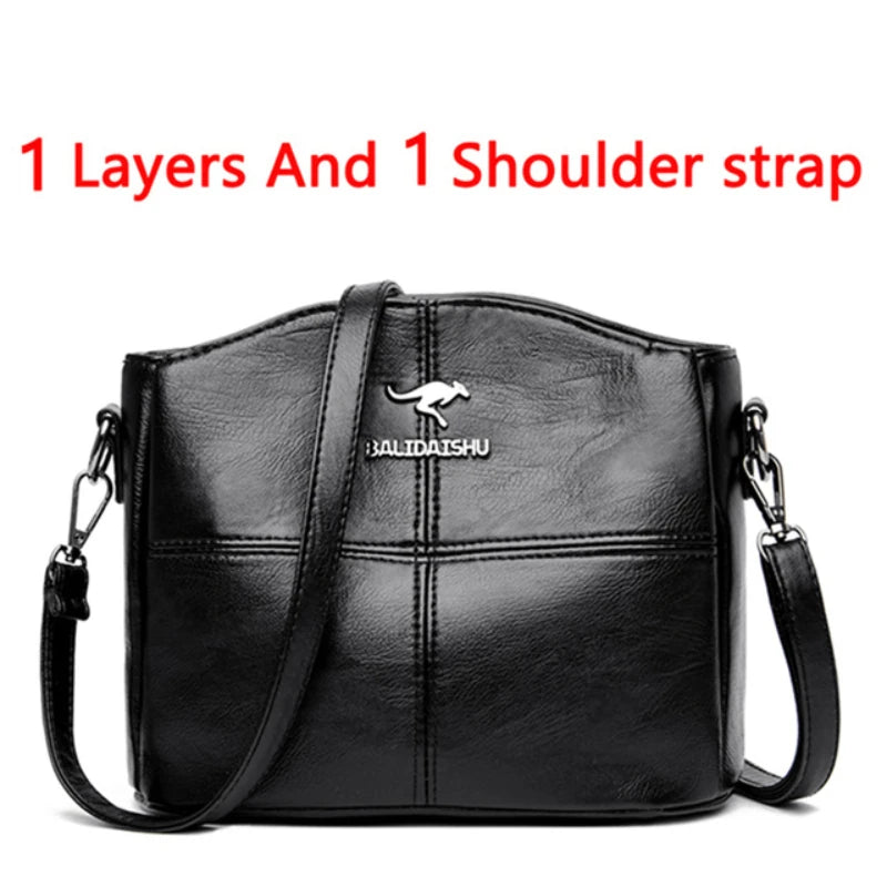 Soft Leather Luxury Handbags Women Bags Designer 3 Layers Shoulder Crossbody