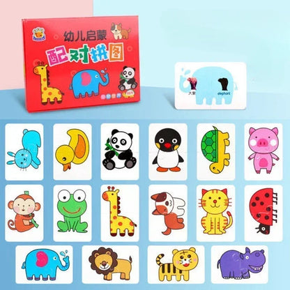 32Pcs Toddler Card Matching Game Baby Cognition Puzzle Toys Montessori Educational Toys Cartoon Vehicle Fruit Jigsaw Game