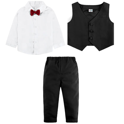Baby Wedding Outfit Boy Toddler Baptism Suit Kids Birthday Party Easter Gift Clothes Infant Gentleman Xmas Clothing Set 3PCS