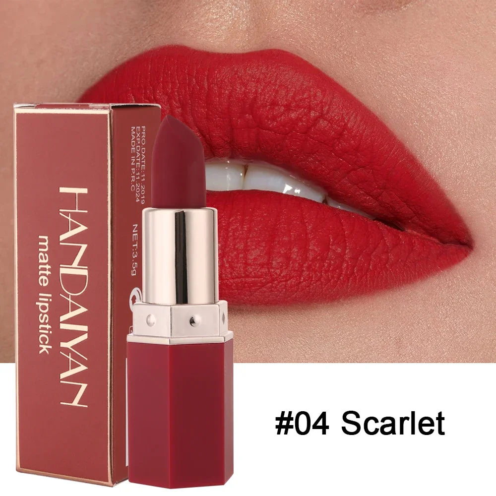 HANDAIYAN 6 Colours Matte Lipstick Velvet Easy Tinting Long-lasting LippenstiftTinted Balm 24 Hours WaterproofMakeup Lip Makeup