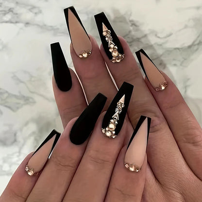 24pcs Nude French Fake Nails Need Adhesive Glue Glitter Press On Nails Wearable Nail Art Decoration Full Finished False Nail