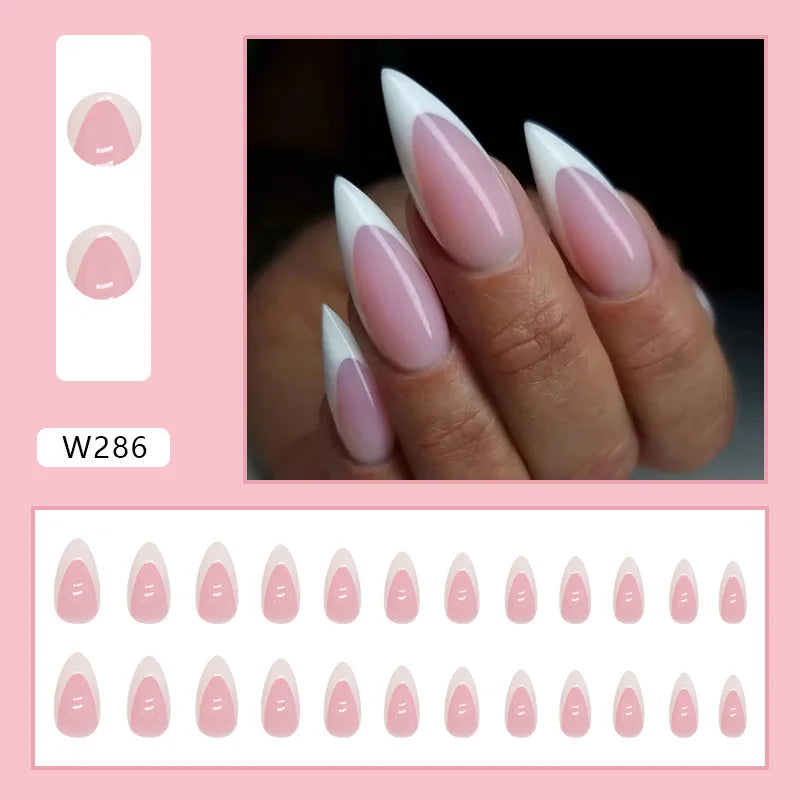 24pcs/Box Ballerina Nail Tip Purple with Design Manicure Patches Fresh Floral Almond False Nails Press on Med Nails Detachable