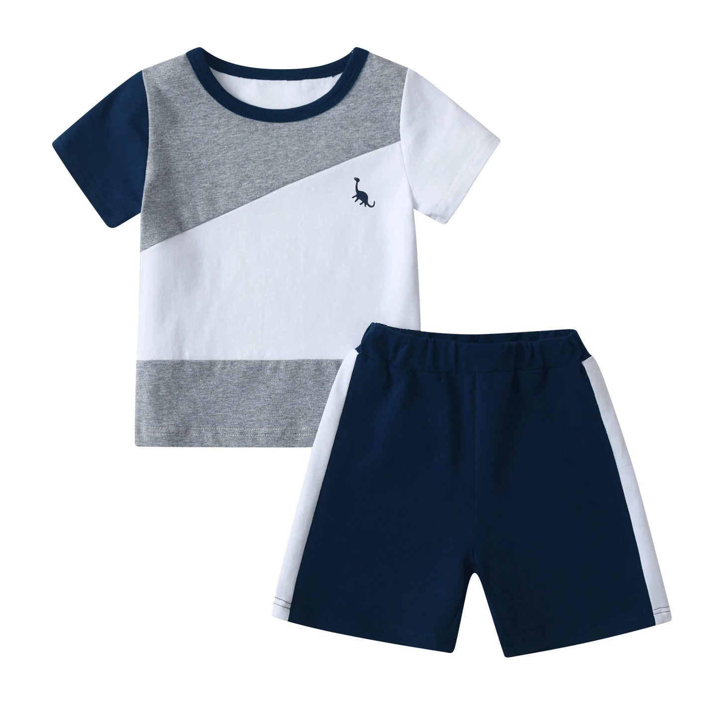 1-5Years Cute Toddler Baby Boy Summer 2pcs Clothes Set New Printed Short Sleeve Patchwork T-shirt Top with Short Pants Outfits