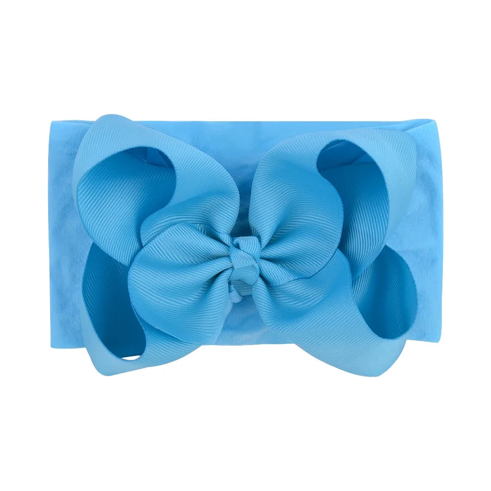 1PC Large Ribbon Bow Headband for Baby Girls Wide Nylon Turban Newborn Bow Headwrap Gift Super Soft Babe Hair Accessories