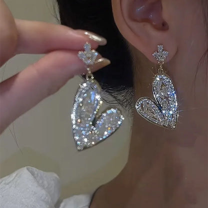 Fashion Trend Unique Design Elegant Delicate Luxurious Zirconia Leaf Tassel Earrings High Jewelry Wedding Party Gifts For Women