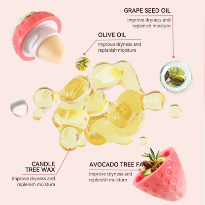 Shiji Strawberry Temperature-Changing Lip Balm — Intense Hydration, Protects and Softens Lips, Perfect for Students