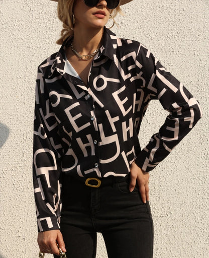 Elegant Women's Fashion Blouse 2025 Spring/Summer Digital Print