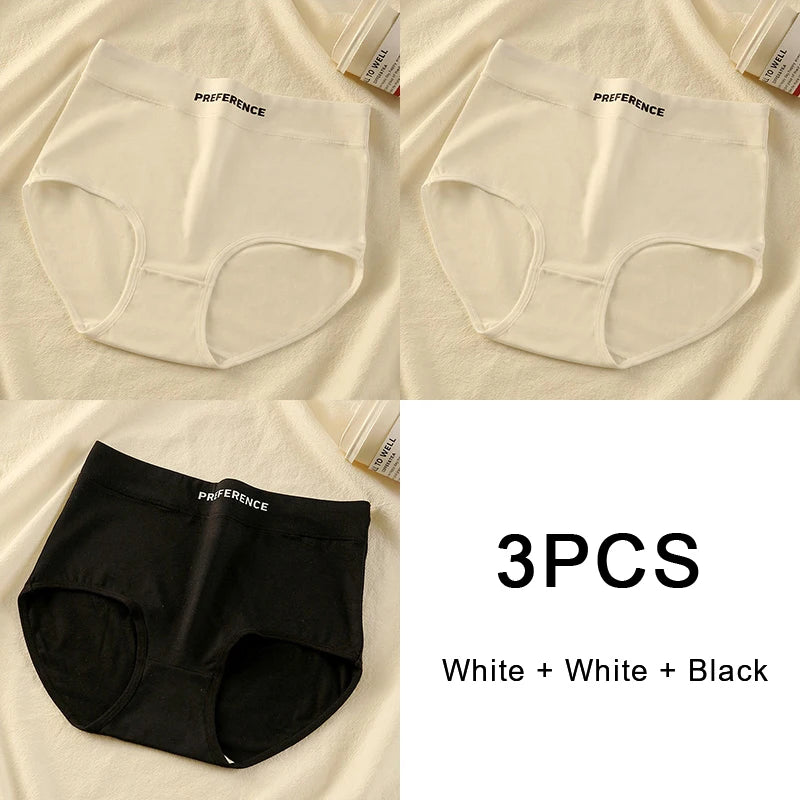 3PCS/set Color Panties Cotton Women Comfortable High-waist Underwear Soft Lingerie Breathable Female Panty Fitness Sports Briefs